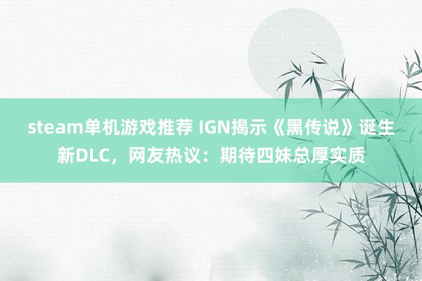 steam单机游戏推荐 IGN揭示《黑传说》诞生新DLC，网友热议：期待四妹总厚实质