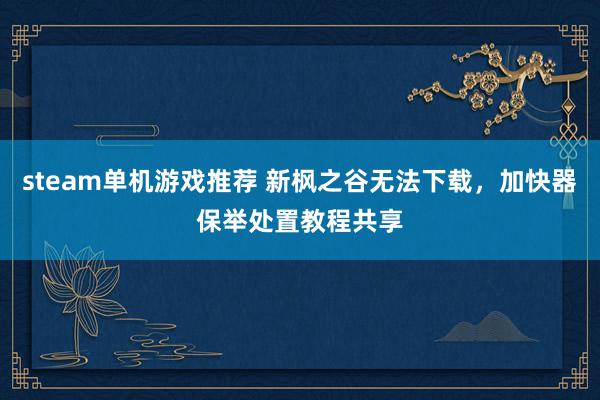 steam单机游戏推荐 新枫之谷无法下载，加快器保举处置教程共享