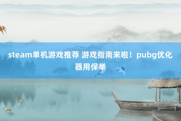 steam单机游戏推荐 游戏指南来啦！pubg优化器用保举