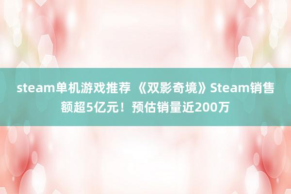 steam单机游戏推荐 《双影奇境》Steam销售额超5亿元！预估销量近200万